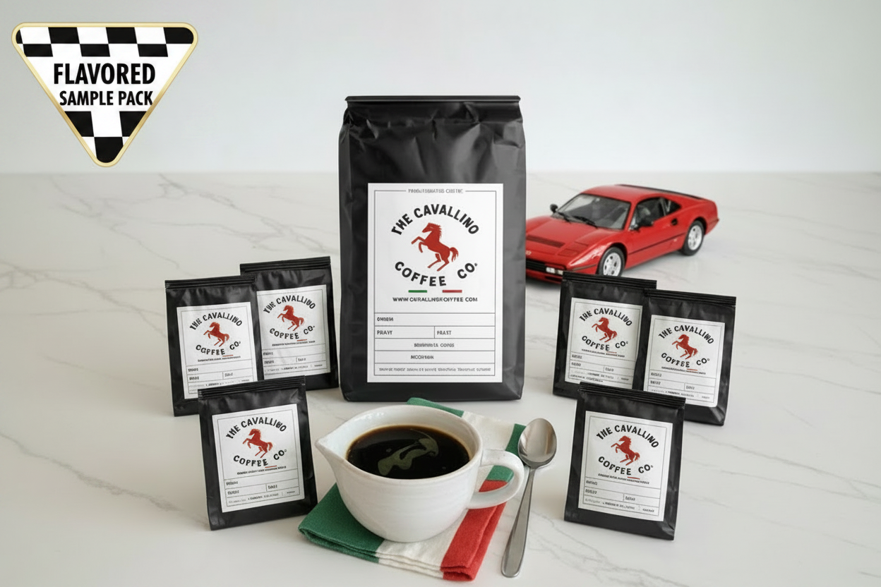 Flavored Coffees Sample Pack - French Vanilla, Hazelnut, Cinnabon, Caramel, Cinnamon Hazelnut, Mocha